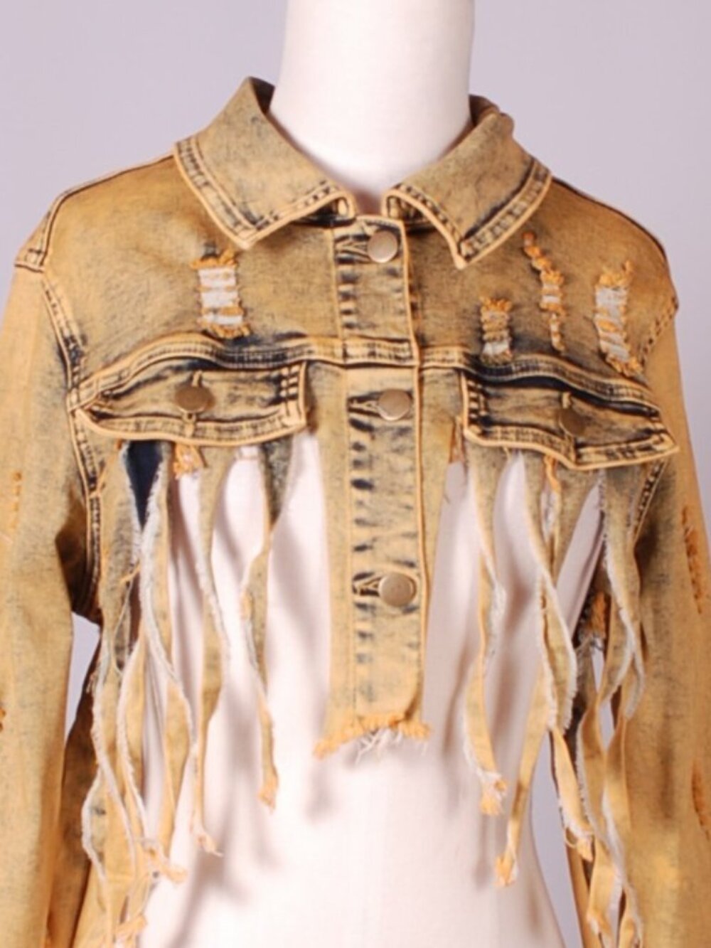 EUC American Bazi Cropped Shredded Jacket, Sz - Sm